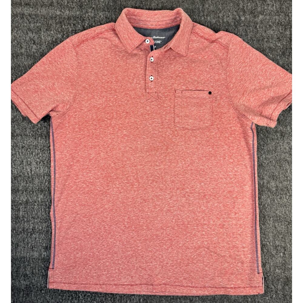 Mens Tommy Bahama Island Zone Red/pinkish Polo Shirt Front Pocket Size Small